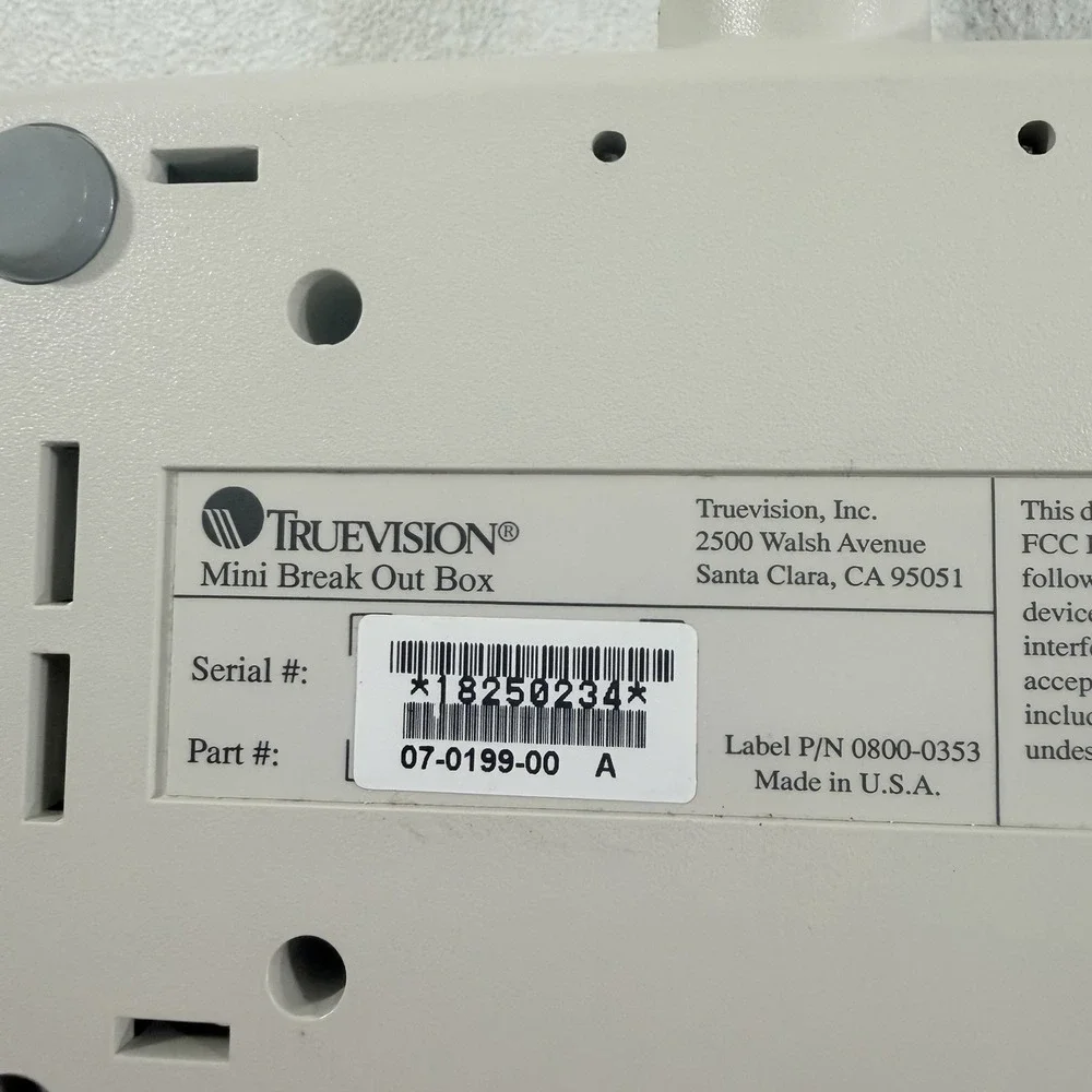 TrueVision Audio & Video Mini Breakout Box 07-0199-00 A D-Sub Connector